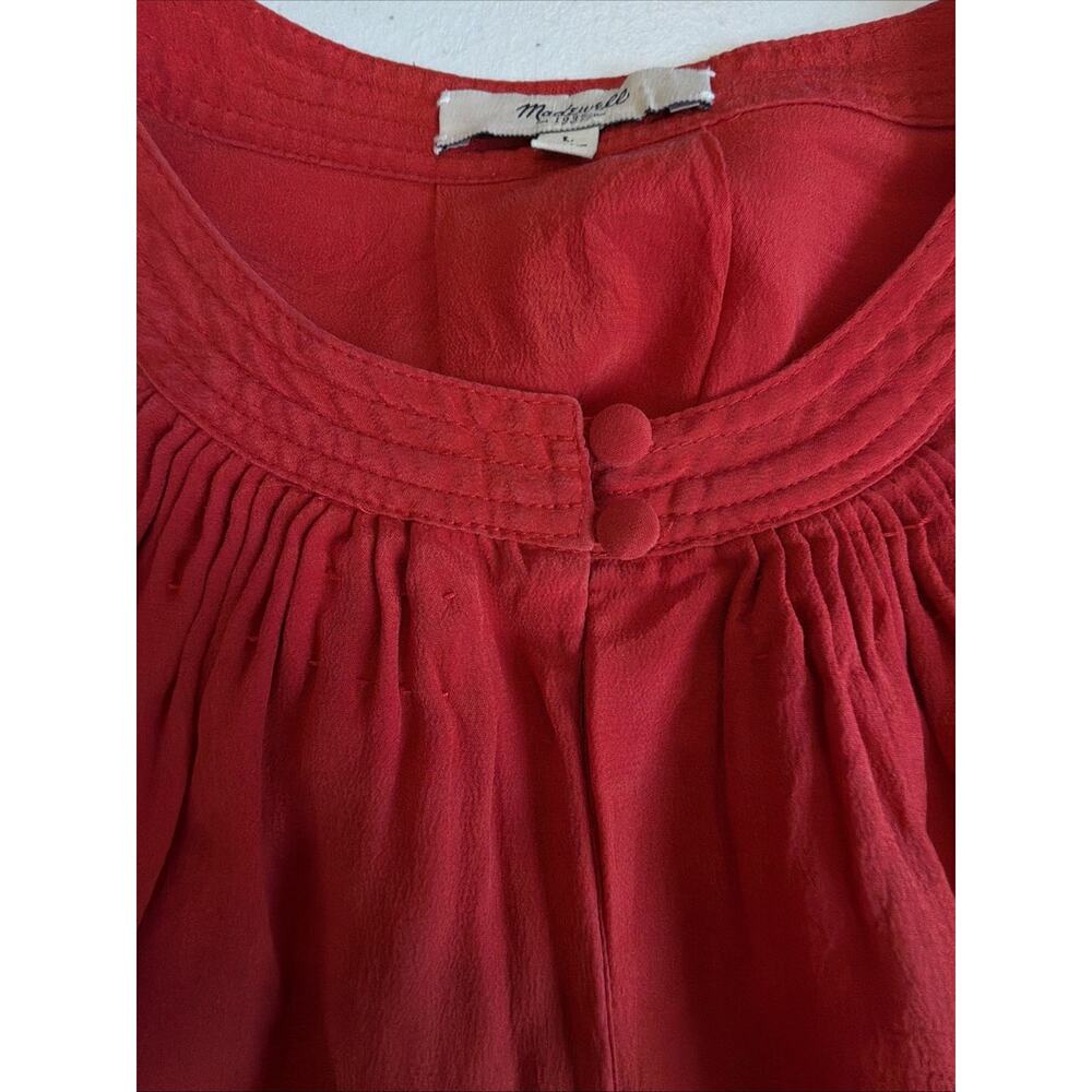 Madewell 100% silk Womens Large Pleated Front Blouse Shirt Top luxury career - Picture 8 of 9